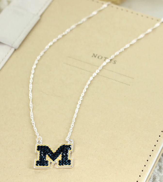 Michigan Wolverines Crystal Necklace