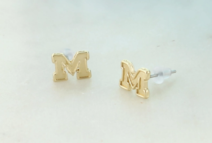 Michigan Wolverines Matte Gold Earrings