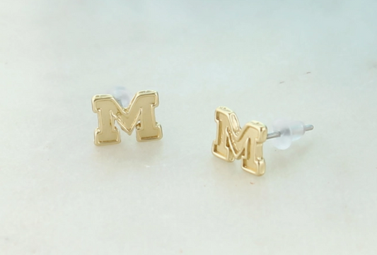 Michigan Wolverines Matte Gold Earrings