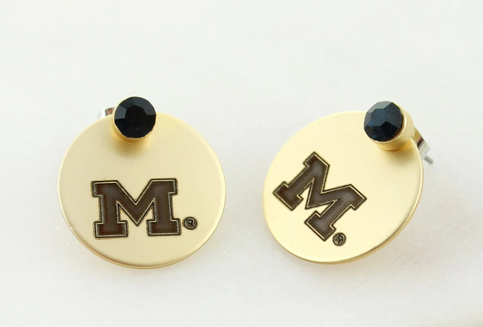 Michigan Wolverines Gold Disc Earring Jacket