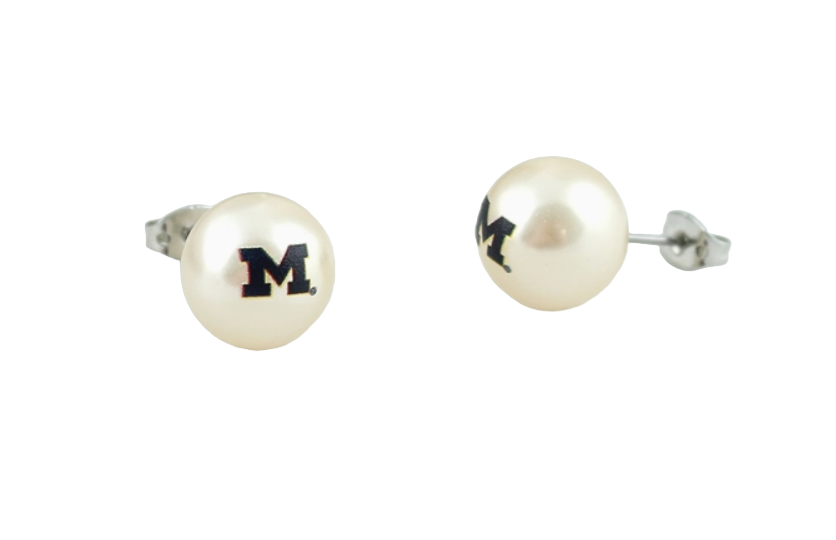 Michigan Wolverines Pearl Earrings