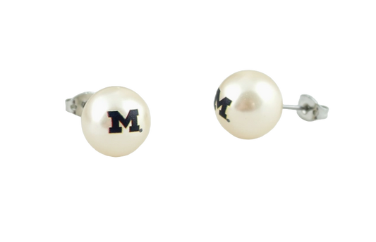 Michigan Wolverines Pearl Earrings