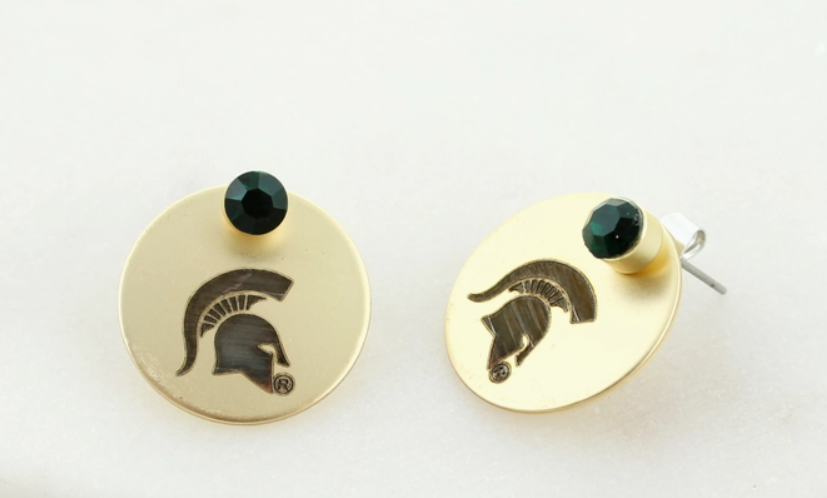 Michigan State Spartans Gold Disc Earring Jacket