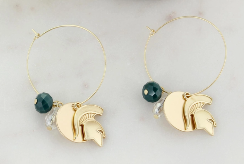 Michigan State Spartans Matte Gold Hoop Earrings