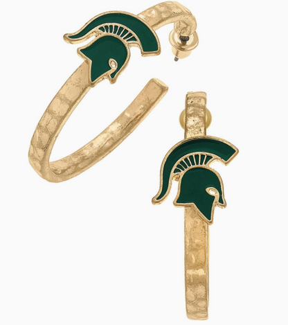 Michigan State Spartans Enamel Logo Hoop Earrings