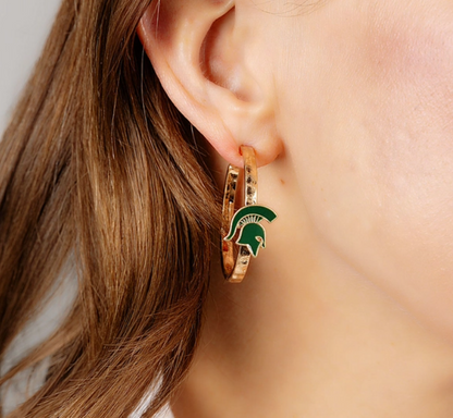 Michigan State Spartans Enamel Logo Hoop Earrings