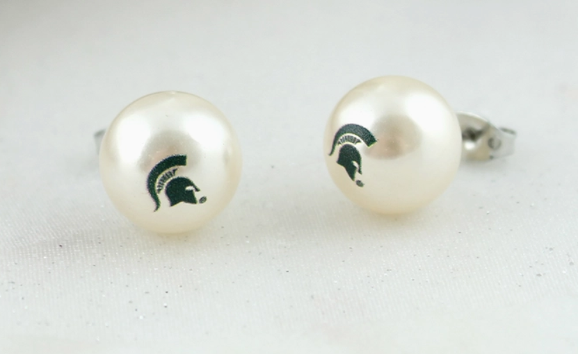 Michigan State Spartans Pearl Earrings