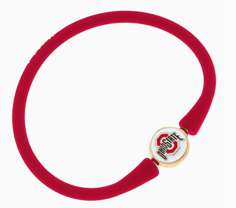 Ohio State Buckeyes Enamel Silicone Bali Bracelet in Scarlet