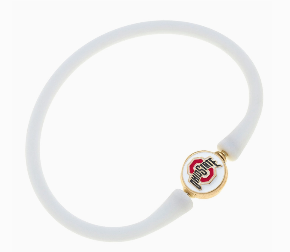 Ohio State Buckeyes Enamel Silicone Bali Bracelet in White