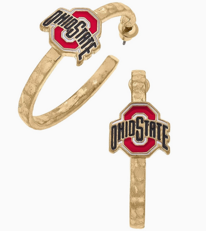 Ohio State Buckeyes Enamel Logo Hoop Earrings