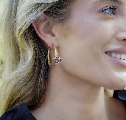 Ohio State Buckeyes Enamel Logo Hoop Earrings