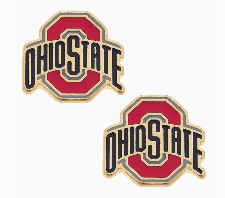 Ohio State Buckeyes Enamel Stud Earrings in Scarlet/Black