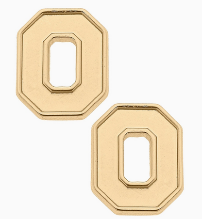 Ohio State Buckeyes 24K Gold Plated Stud Earrings